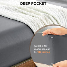 FreshCulture King Fitted Sheet Only - Hotel Quality Fitted Sheet King Size - Ultra Soft & Breathable - Brushed Microfiber - Deep Pocket - Cooling Fitted Sheets for King Size Bed (Dark Grey)