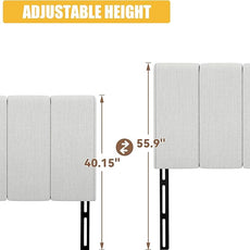 Yongchuang King Headboard Upholstered Headboards for King Size Bed Headboard Panels Adjustable Height Grayish White Linen Head Board