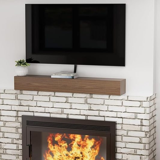 Fireplace Mantel Shelf 48 X 8 X 6 Inch, Handcrafted Solid Mantel for Over Fireplace, 6 Inch Thick Wall Mounted Floating Fireplace Mantel, Real Wood