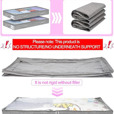 punemi Under Bed Storage Containers, Below 4 Inches Tall Low Profile Underbed Storage, NO STRUCTURE, Soft Foldable Underbed Cloth Storage Bags, Zipper Blanket Storage Container, 2Pack, 20x40x3.7in