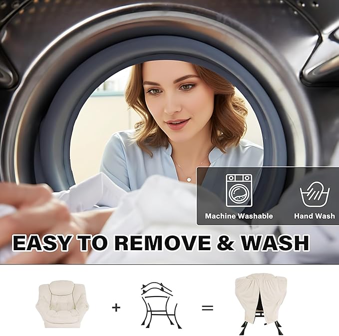 Tiita Lazy Chair with Ottoman, Modern Large Accent Lounge Armchair, Comfy Leisure Sofa Reading Chair with Footrest for Bedroom, Living Room, Dorm Rooms, Garden and Courtyard, Velvet Beige