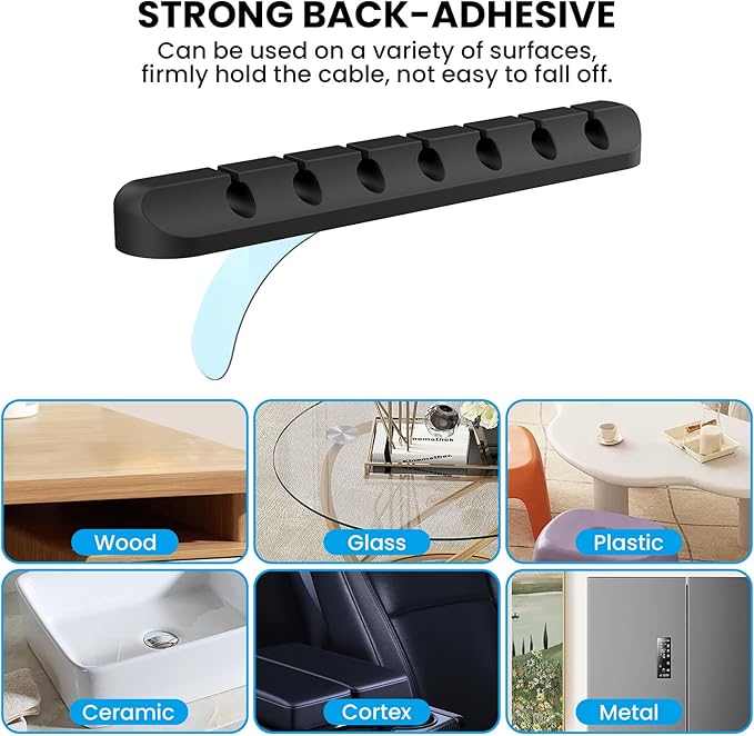 AhaStyle Cable Clips, 3 Pack Cord Holders Cable Organizer Self Adhesive Cord Keeper for Desktop Organizing USB Cable/Nightstand Power Cord/Mouse Cable/Wire PC/Cord Clips for Home Office and Car