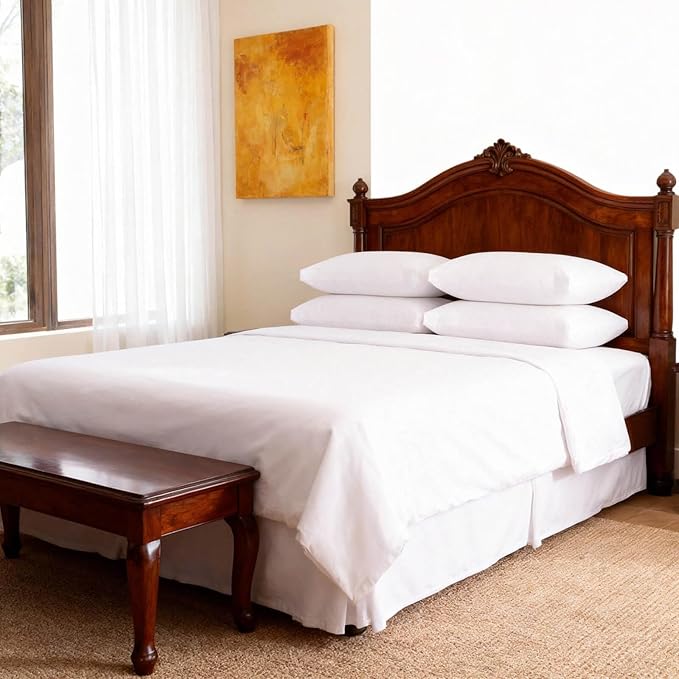 Thick Bed Pillows Queen Size Set of 2 Hotel Collection Soft Down Alternative Supportive Pillow for Back Stomach Side Sleeper White 20x30 inches