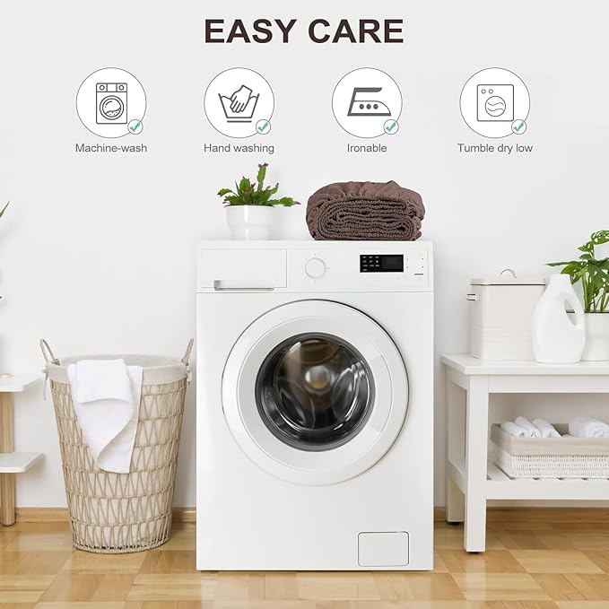 FreshCulture Queen Fitted Sheet - Hotel Quality, Ultra Soft & Breathable Brushed Microfiber, Deep Pocket, Cooling Fitted Sheets for Queen Size Bed (Brown)