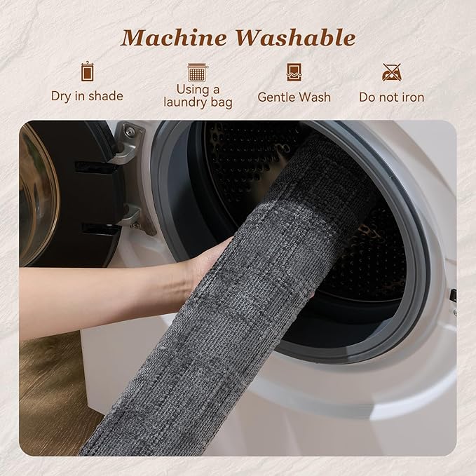 AMOAMI Bath Mat Non Slip Super Absorbent Quick Dry Bath Mats for Bathroom Floor Rubber Backing Washable Bathroom Rugs Modern Woven Jacquard Mat, Beside Tub Bath Rugs, 2' x 5', Darkgrey