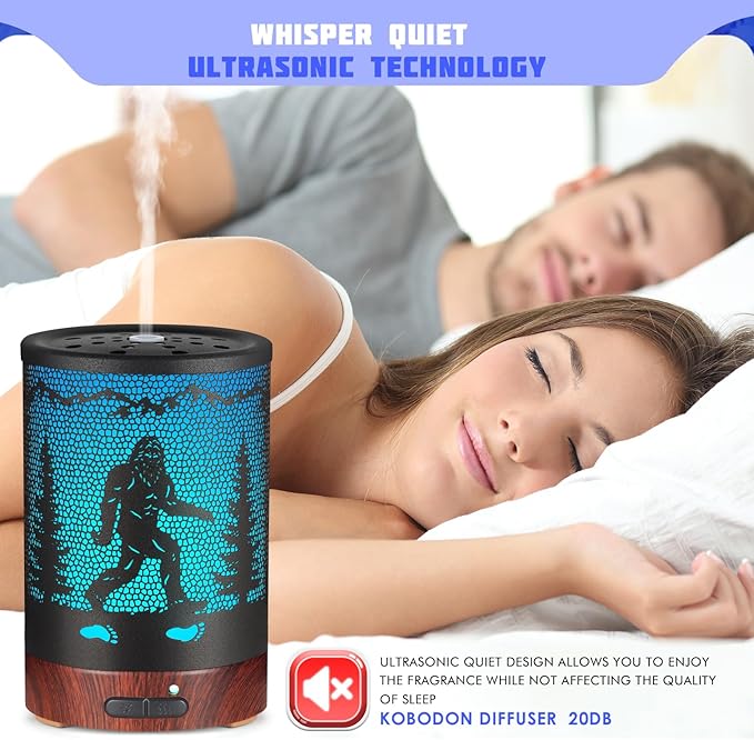 Essential Oils Diffuser,Christmas Aromatherapy Diffuser,Birthday Gifts for Women Mom Grandma,Metal Cool Mist Humidifier with 7 Colors Lights Waterless Auto Off Air Diffusers (Bigfoot)