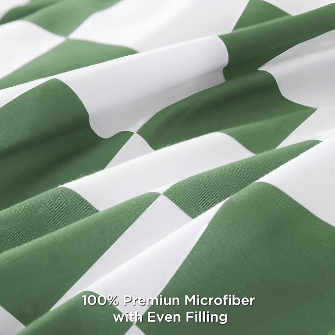 Andency Green Checkered Comforter Twin(66x90Inch), Plaid Gingham Buffalo Grid Bedding Comforter Sets for Boys Kids Teens, 2 Pieces Lightweight Microfiber Geometric Preppy Bed Set