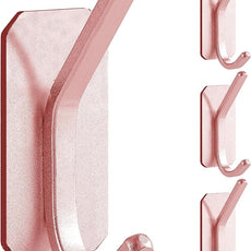 Paoli Heavy Duty Adhesive Hooks,Self-Adhesive Hooks Multiple Colors and Styles 30 lb Maximum Load for Home Schools and Offices (4pc, Rose Gold)