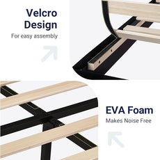 Allewie Full Size Platform Bed Frame with Velvet Upholstered Headboard and Wooden Slats Support, Fully Upholstered Mattress Foundation/No Box Spring Needed/Easy Assembly, Black