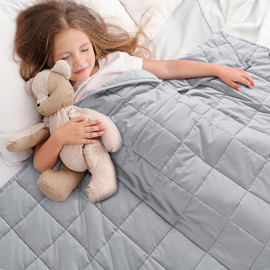 Kivik Weighted Blanket 7 lbs, 41" x 60" Grey Weighted Blankets for Small Single/Twin Size Bed, All-Season Breathable Soft Heavy Blanket for Travel, Calming & Sleep, Washable