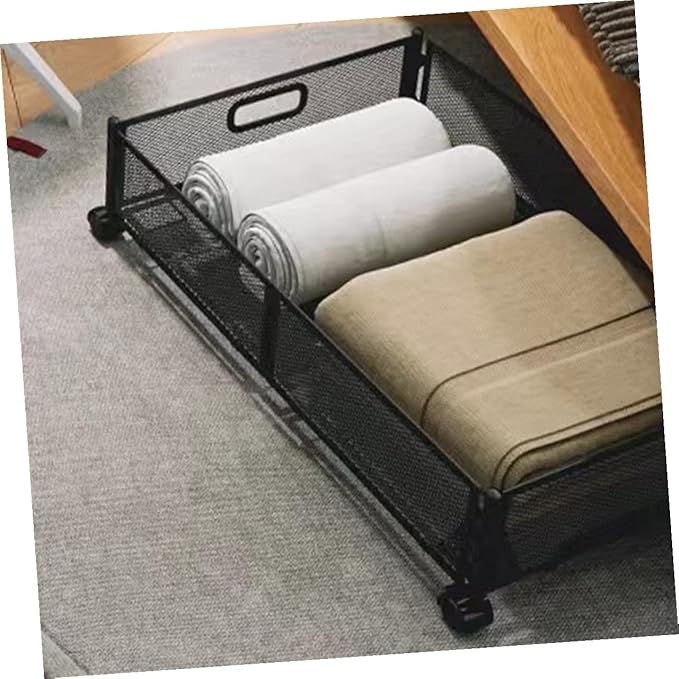Foldable Stainless Steel Under Bed Storage Organizer with Wheels Large Capacity Holder for Clothes Shoes Blankets Multi-purpose Use Under Bed Sofa Space-saving Storage Rack