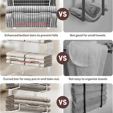 Hanging Towel Racks for Bathroom No Drill - Over The Door 6-Tier Bath Towel Storage Organizer for Small Bathrooms-Back Door Large Tiered Towel Holder Hanger for Rolled Towels RV Camper Silver