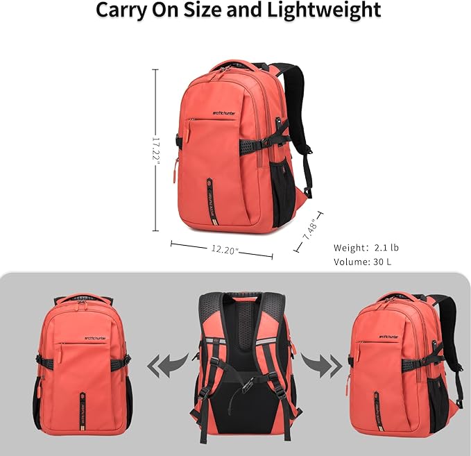 ARCTIC HUNTER AH Orange (Yellow) 15.6 In Laptop Travel Backpack for Couple Women Men, 30L Anti-Theft Compact Carry on Travel Flight Approved for Work, Commuting, and Weekend Casual Daypack