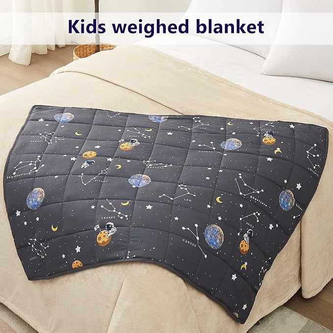 anfie Weighted Blanket Kids (48"x72" 6lbs), Weighted Blanket Cooling Blanket for Sleeping,Throw Size Breathable Blanket with Premium Glass Bead(Space Grey)