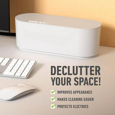 D-Line Cable Management Box, Power Strip Holder, Floor Outlet Hider, Desk Cord Organizer, Cover TV Wires, 12.75