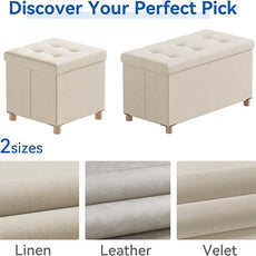 BRIAN & DANY 30 Inches Folding Storage Ottoman Bench, Ottoman with Storage Bench for Bedroom, Living Room, Entryway, Foot Rest with Legs, Beige