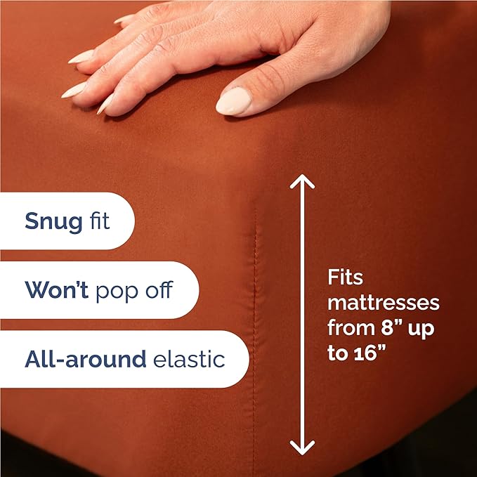 Twin XL 4 Piece Sheet Set - Cooling & Breathable Bed Sheets - Hotel Luxury Bed Sheets for Women, Men, Kids & Teens - Deep Pocket Bedding w/Easy Fit - Soft & Wrinkle Free - Twin XL Terracotta Sheets