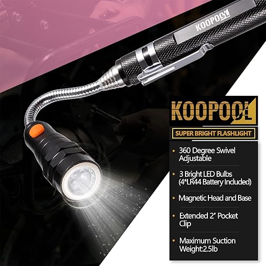 Telescoping Magnetic Pickup Tool Set, Inspection Mirror Telescoping, LED Flashlight, Cool Gadgets for Men, Stocking Stuffers, Gifts for Dad, Husband, Kids, Boyfriend, Magnet Stick