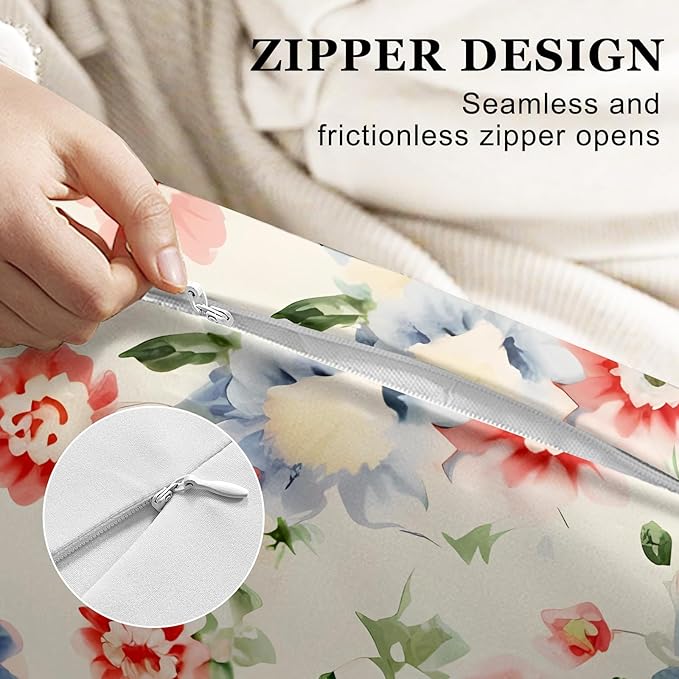 Microfiber Body Pillow Cover with Hidden Zipper,Comfortable Fabric,Floral Print Pattern Body Pillow Case,Lightweight and Breathable,The Size is 20 "X 54"(Flower-14)