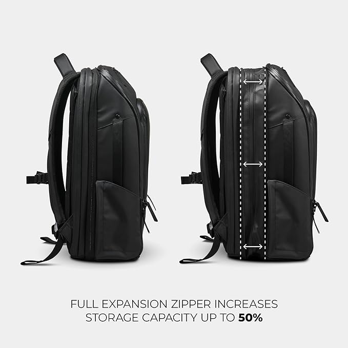 NOMATIC 20L Travel Pack - Water Resistant Laptop Bag - TSA-Ready Expandable Backpack (Black)