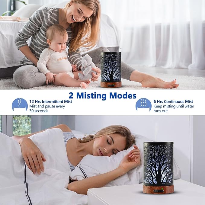 Oil Diffuser with Essential Oils Set – Aromatherapy Oil Diffuser 150ml with 6 Essential Oils Set, Cool Mist Diffusers for Essential Oils, Auto Shut-Off Protection,7 Colors Night Light, Gifts for Mom