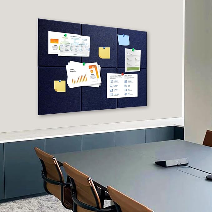 Thick Cork Board Tiles for Wall with Push Pins, 36"x24"x0.47" Bulletin Board Sets, Self-Adhesive Pin Board | Magrowill 6 Packs Felt Panels for Office Home Classroom Dorm