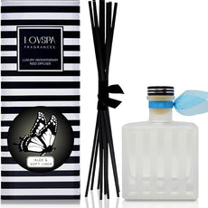 LOVSPA Reed Diffuser Set, Aloe & Soft Linen Scented Oil Diffuser with Sticks, Home Fragrance Accessories for Bathroom Shelf Decor, Aroma Diffusers for Home or Office Desk, USA Made