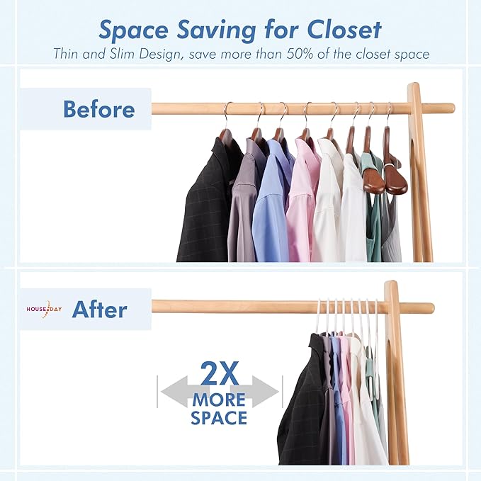 HOUSE DAY White Plastic Hangers 50 Pack, Plastic Clothes Hangers with Built-in Hooks, Durable and Strong Plastic Coat Hangers for Closet, Space Saving Clothing Hanger for Shirts, Coats, Skirt, Dress