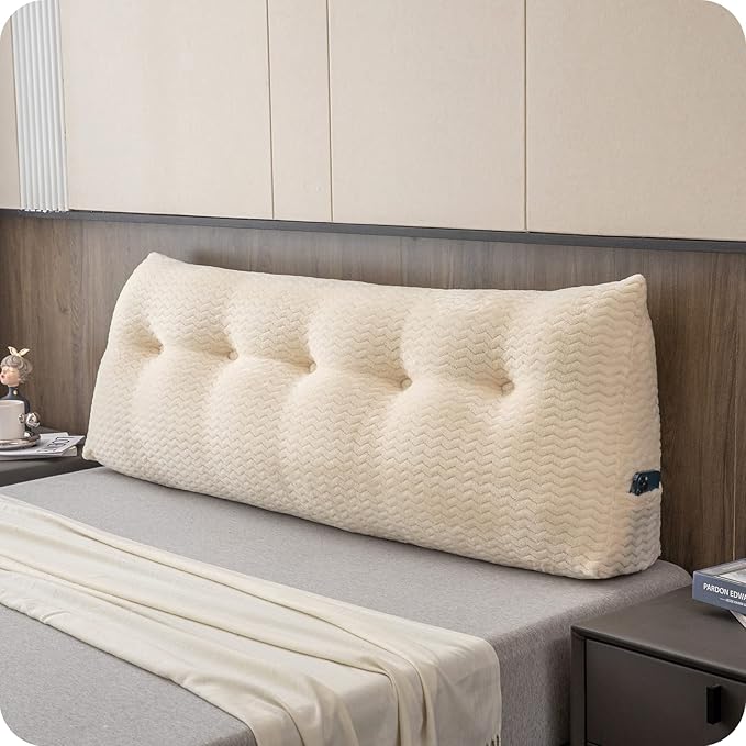 Large Bolster Triangular Headboard Wedge Backrest Positioning Support Bed Rest Reading Pillows Headboard Wedge Pillows for Day Bed with Removable Cover