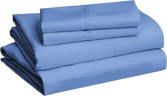 Amazon Basics Lightweight Super Soft Easy Care Microfiber 4-Piece Bed Sheet Set with 14-Inch Deep Pockets, Comfortable Sheets, Full, Dutch Blue, Solid AmazonBasics