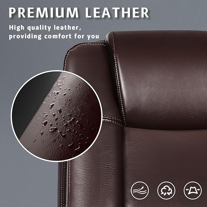 LEMBERI Flip-up Arms Office Desk Chair Big and Tall Managerial Executive Chair, High Back Computer Chair Ergonomic Adjustable Height PU Leather Chairs with Armrest for Long Time Sitting