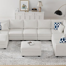 Legend Vansen Modular Sectional Sofa U Shaped Couch with Ottoman Modern Reversible Corner Sectional Couch for Living Room (Cream, U Shaped Sofa-5)
