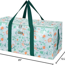 BALEINE Extra Large Storage Tote with Zippers & Carrying Handles, Heavy-Duty Oxford Fabric Moving Bags for Laundry, Space Saving, Storage, Spring Stroll