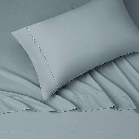 Amazon Basics Lightweight Super Soft Easy Care Microfiber 3 Piece Bed Sheet Set with 14-Inch Deep Pockets, Twin XL, Spa Blue, Solid (Pack of 4) AmazonBasics