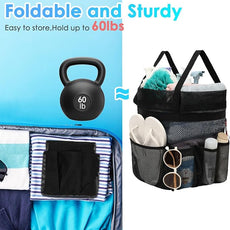 Mesh Shower Caddy Portable with Drawstring, Dorm Room Essentials for College Girls Guys, 8-Pocket Extra Large Shower Bag Basket Tote for Camping Beach Gym Travel Toiletry Bathroom