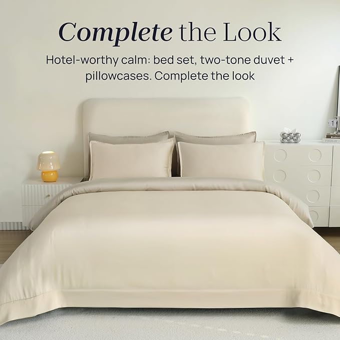 Queen Size Sheets Set 100% Tencel Lyocell | Deep Soft, Silky Full Sheets of Cooling Bed Sheets for Hot Sleepers | Hotel Collection Style Luxury Bedding | Sands Hour