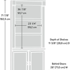 Sauder Palladia Book Shelf, Bookshelf with Storage, Library Bookcase with Doors and Adjustable Shelves, in Split Oak Finish