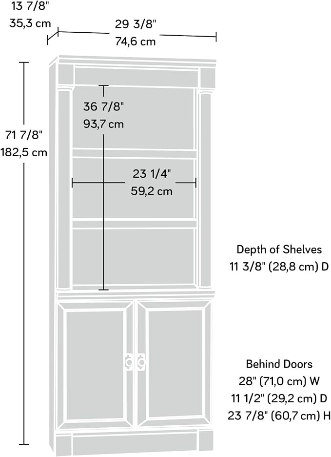 Sauder Palladia Book Shelf, Bookshelf with Storage, Library Bookcase with Doors and Adjustable Shelves, in Split Oak Finish