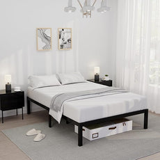 14 Inch Bamboo Bed Frame – Solid Wood Platform Bed Frame, Strong and Stable, with Non-Slip Slats for Support, No Box Spring Needed, Easy to Assemble, Noise-Free (Black, Full)