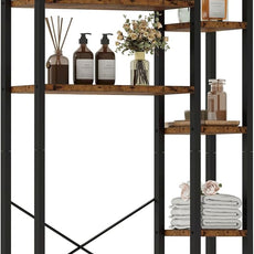 IRONCK Over The Toilet Storage with 8-Titer Shelf, Mass-Storage Side Storage Open Rack, Freestanding Bathroom Organizer Space Saver, for Bathroom, Restroom, Laundry, Vintage Brown