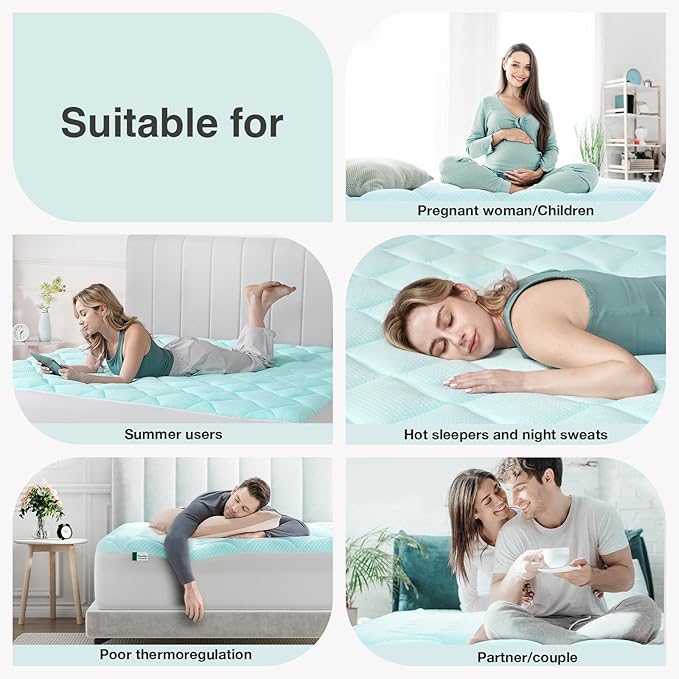 Novilla Cooling Mattress Topper King Size,Mattress Pad with Deep Pocket for 8-21" Mattress,Soft Mattress Cover for Back Pain Relief,3D+7D Down Alternative Bed Topper for Hot Sleepers