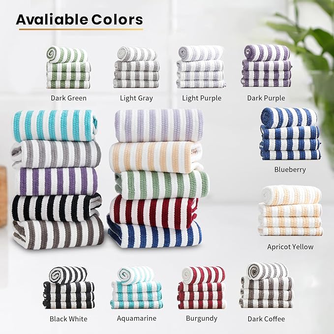 18-Piece Microfiber Bath Towels Set - 6 Bath Sheet, 6 Hand Towels, 6 Washcloths, Soft, Highly Absorbent Bathroom Towel, Quick Dry & Less Lint Shower towel for Bathroom, Hotel, Spa, Dorm-Apricot Yellow
