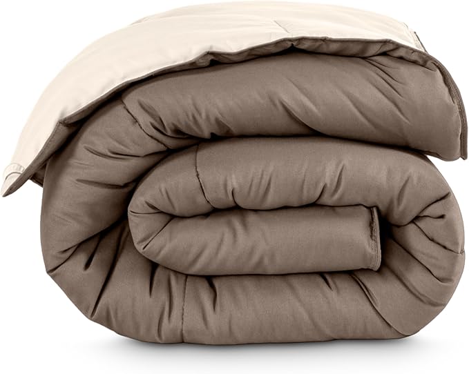 Bare Home King/California King Comforter - Reversible Colors - Goose Down Alternative - Ultra-Soft - Premium 1800 Series - All Season Warmth - Bedding Comforter (King/Cal King, Taupe/Sand)