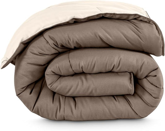Bare Home King/California King Comforter - Reversible Colors - Goose Down Alternative - Ultra-Soft - Premium 1800 Series - All Season Warmth - Bedding Comforter (King/Cal King, Taupe/Sand)