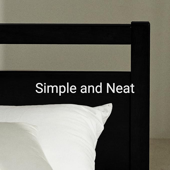 LIFEMENT Signature Wood Platform Bed Frame with Headboard, Essential, Noise Free, Under Bed Storage, No Box Spring Needed, Easy Assembly (Black, King (U.S. Standard))