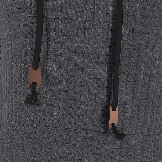 Men's Waffle Sweatshirt - Autumn Winter Hooded Pullover Loose Fit Casual Wear for Vacation Daily Life