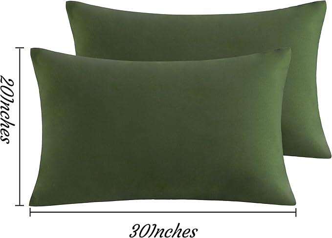 NTBAY Queen Pillow Cases Set, 2 Pack Brushed Microfiber 20x30 Inches, Olive Green with Envelope Closure, Soft, Wrinkle, Fade, Stain Resistant