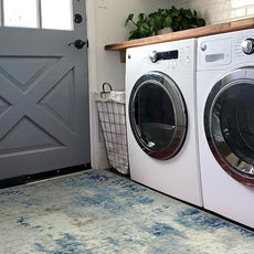 Lahome Modern Abstract Area Rug 4x6, Washable Living Room Rug for Bedroom Entryway Non Slip, Soft Contemporary Indoor Floor Throw Carpet for Apartment Playroom Home Office, Blue