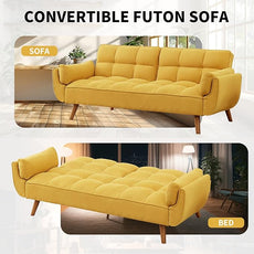 Convertible Futon Sofa Bed, Linen Sleeper Couch, 75
