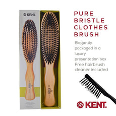 Kent CC20 Double Sided Cherrywood Clothes Brush and Lint Remover, Firm Side for Dust and Dirt, Soft Side for Gentle Brushing for Keeping Fabrics Free from Fibres, Fluff and Pet Hair, Made in England